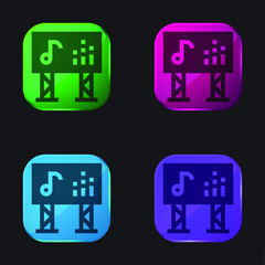 Big Screen four color glass button icon