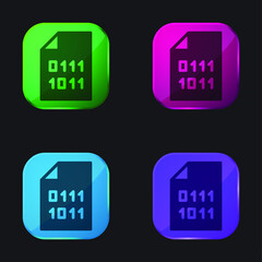 Binary Code four color glass button icon