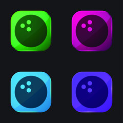Bowling four color glass button icon