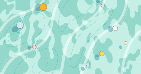 Cartoon background water surface  and color bubble. Abstract template for kids and summer design
