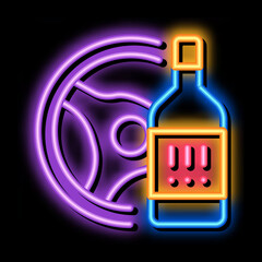 drunk driving neon light sign vector. Glowing bright icon drunk driving sign. transparent symbol illustration