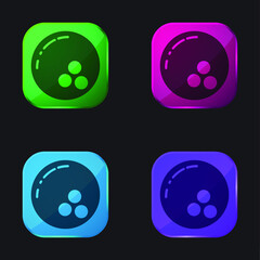 Bowling four color glass button icon