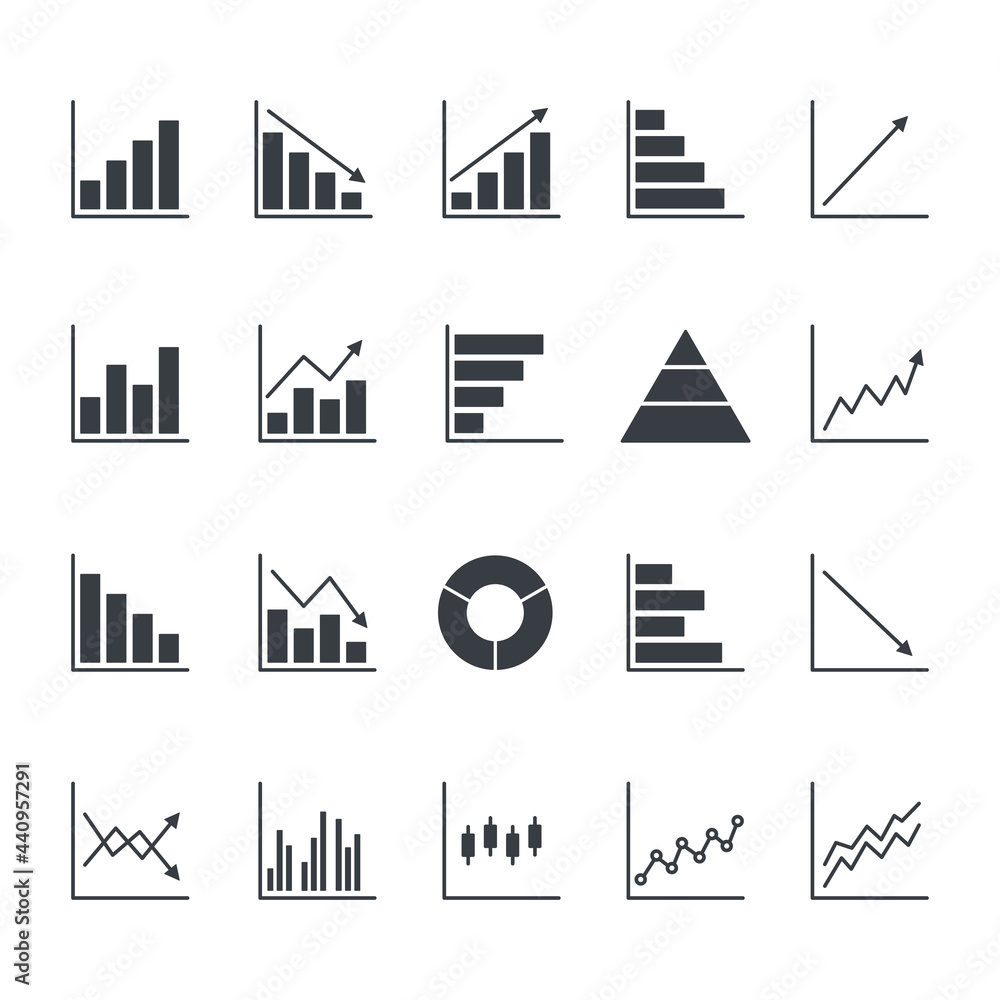 Poster statistics and diagram information elements. graphics and charts related black icons set. big data c