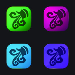 Naklejka premium Aquarius Zodiac Sign Symbol four color glass button icon