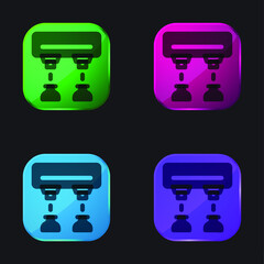 Assembly Line four color glass button icon