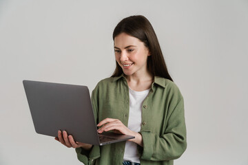 Happy young white casual woman