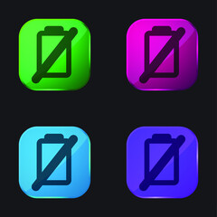 Battery four color glass button icon