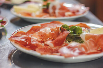 Italian charcuterie, appetizer with Parma Ham, soppressata, salami and coppa piacentina