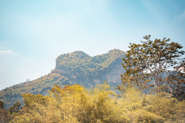 Heart-shaped mountain that looks like a heart natural landmark in Khao sok ,Suratthani, south of Thailand.