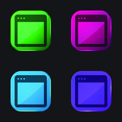 App four color glass button icon
