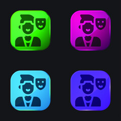 Actor four color glass button icon