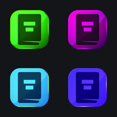 Book four color glass button icon