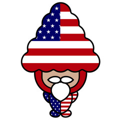 old man mascot cartoon character vector illustration with american independence day concept