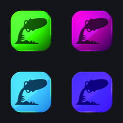 Aquarius Astrological Sign Symbol four color glass button icon