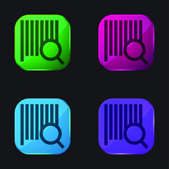 Bars Code Search four color glass button icon