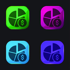 Analytics four color glass button icon