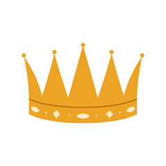 Vector illustration of a golden royal crown with gems on a white background.