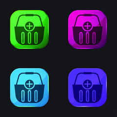 Add To Cart four color glass button icon