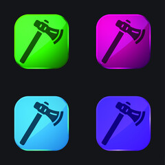 Axe four color glass button icon