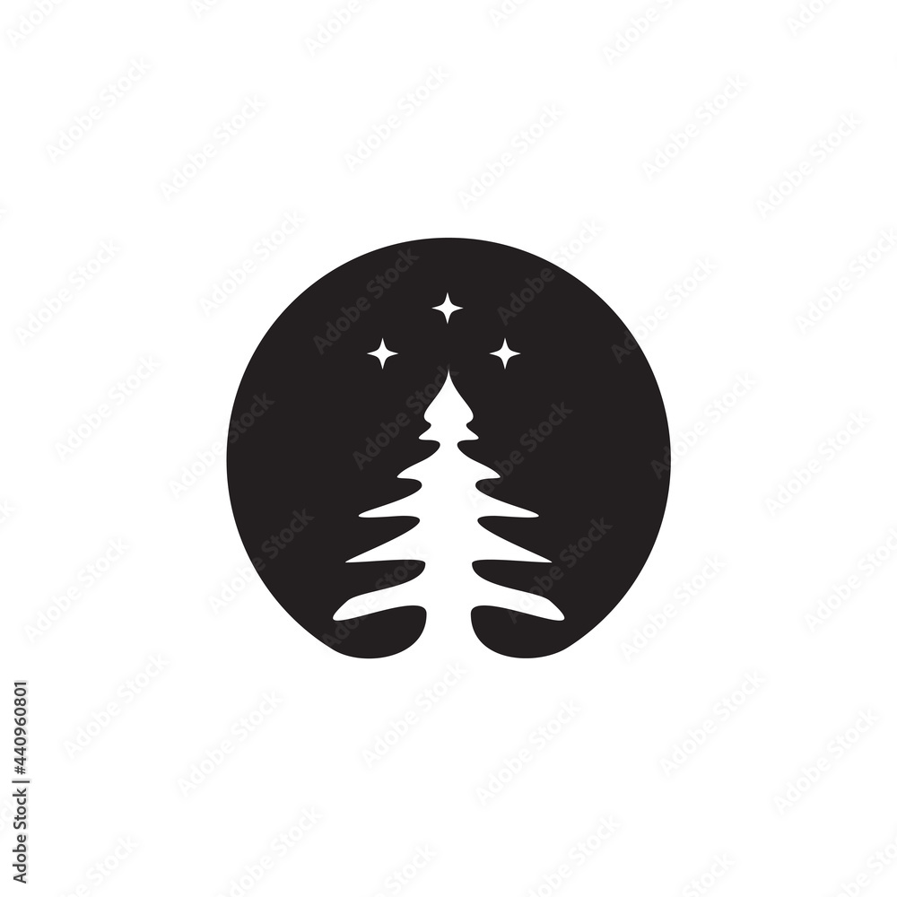 Poster pine tree icon logo design template