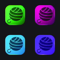 Ball Of Wool four color glass button icon