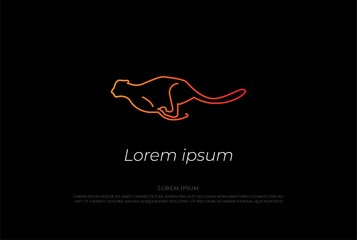 Running Fast Cheetah Line Outline Logo Design Vector