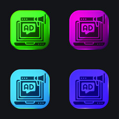 Advertising four color glass button icon