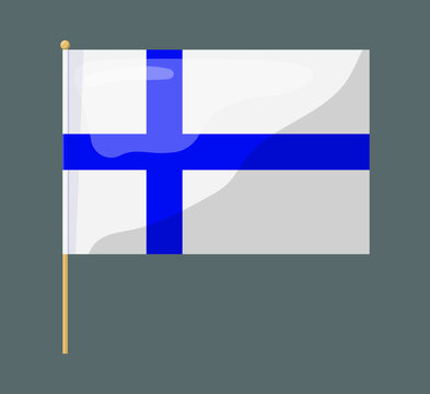 Finland flag. Flag on a gray background. Art style.