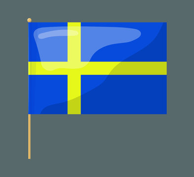 Sweden flag. Flag on a gray background. Art style.