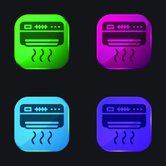 Air Conditioner four color glass button icon