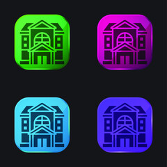 Apartment four color glass button icon
