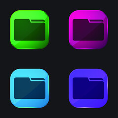 Black Folder Interface Symbol four color glass button icon