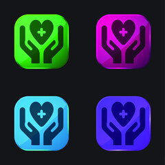 Fototapeta premium Blood Donation four color glass button icon