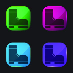 Boot four color glass button icon