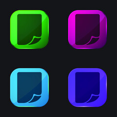 Blank Page Folded Corner four color glass button icon