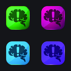 Fototapeta na wymiar Brain four color glass button icon