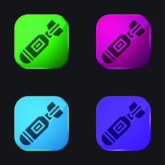 Bomb four color glass button icon