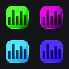 Bars four color glass button icon
