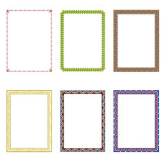 Decorative frames. Retro ornamental frame, vintage rectangle ornaments and ornate border. Decorative wedding frames, antique museum picture borders or deco devider. Isolated icons vector set
