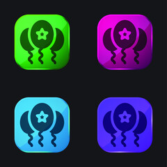 Balloon four color glass button icon