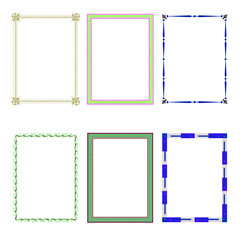 Decorative frames. Retro ornamental frame, vintage rectangle ornaments and ornate border. Decorative wedding frames, antique museum picture borders or deco devider. Isolated icons vector set
