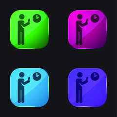 Arrival Time four color glass button icon