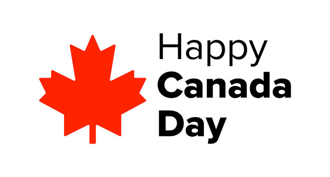 Happy Canada Day Logo Isolate on White Background Banner. Happy Canada Day Typography Text with Red Canadian Maple Leaf Symbol. Vector Design Resource for Canada Day 1st July