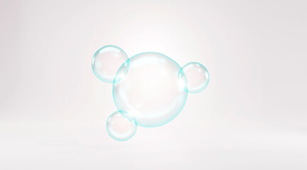 Oil and serum bubble isolate on soft color. concept skincare cosmetics solution. 3d rendering.