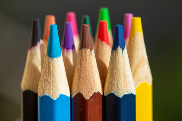 Color pencils for art work isolated on white