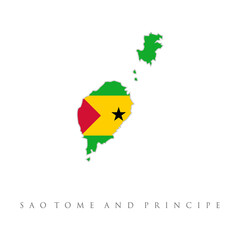 Sao Tome and Principe. Creative national country map with flag vector illustration. Map of Sao Tome and Principe with an official flag. Illustration on white background