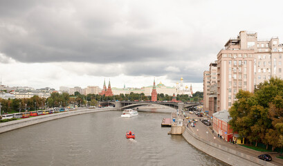 Fototapeta premium View on Prechistenskaya and Bersenevskaya embankments
