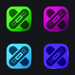 Bandage four color glass button icon