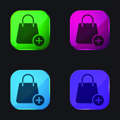 Bag four color glass button icon