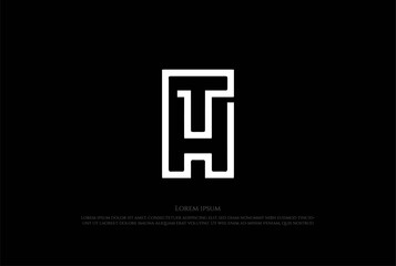 Initial Letter TH HT Monogram Line Outline Logo Design Vector